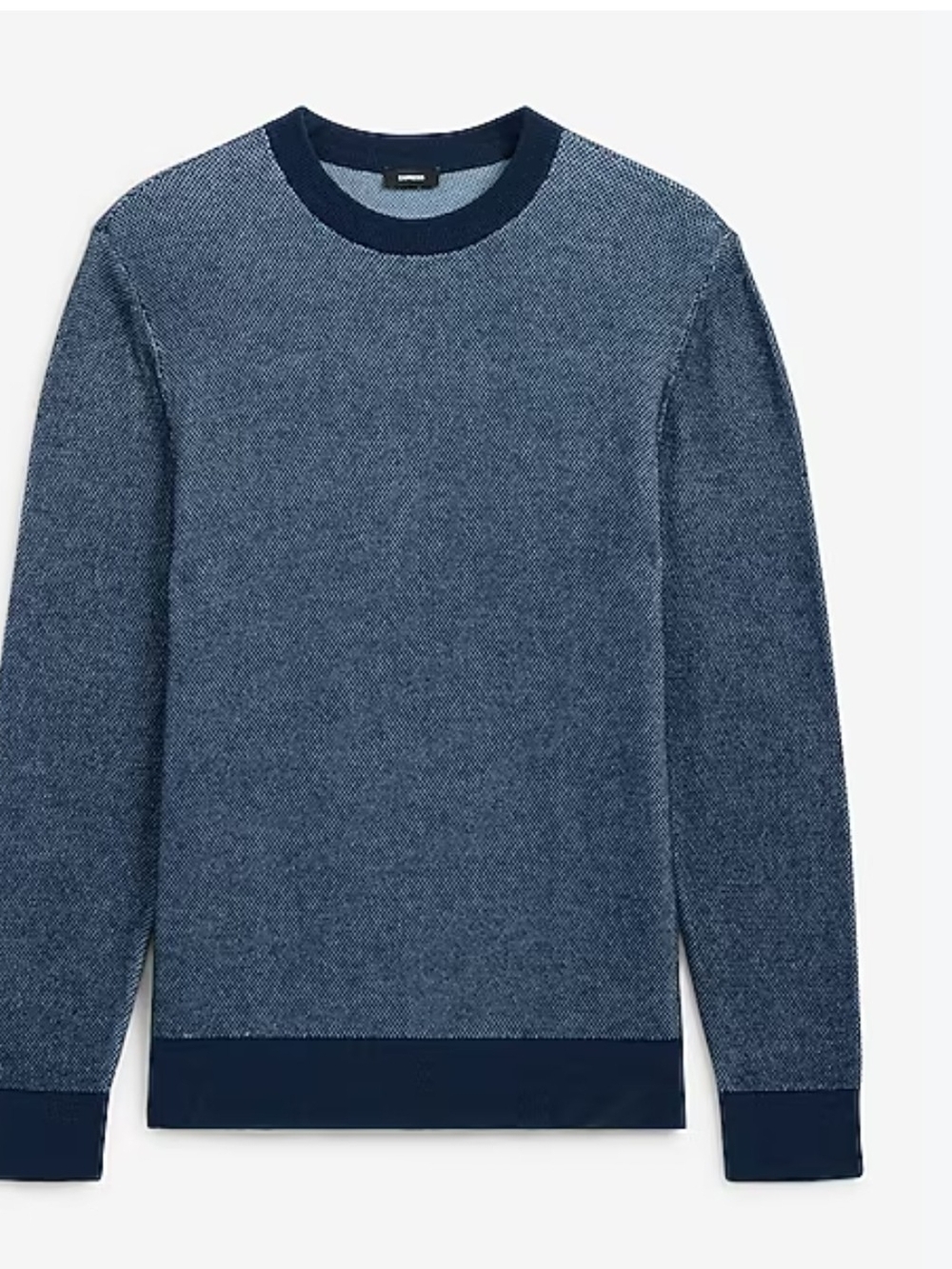 Turtleson Mens Blue Merino Wool Knit Crew Neck Pullover Sweater Long Sleeve L